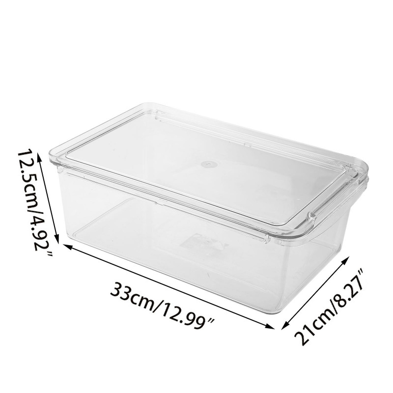 Clear Fridge Organiser Stackable Kitchen Food Storage Box Container With Lid