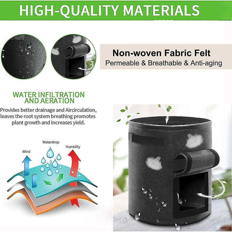 Sacs de culture géotextile, 4 sacs de culture de pommes de terre (2 10 gallons, 2 comptes) Stcyv