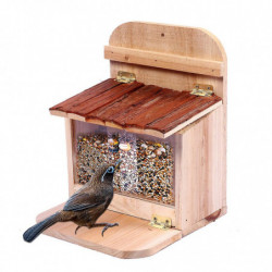 Squirrel Feeder For Outside Natural Wood Feeding Box With Lid Easy To Clean
