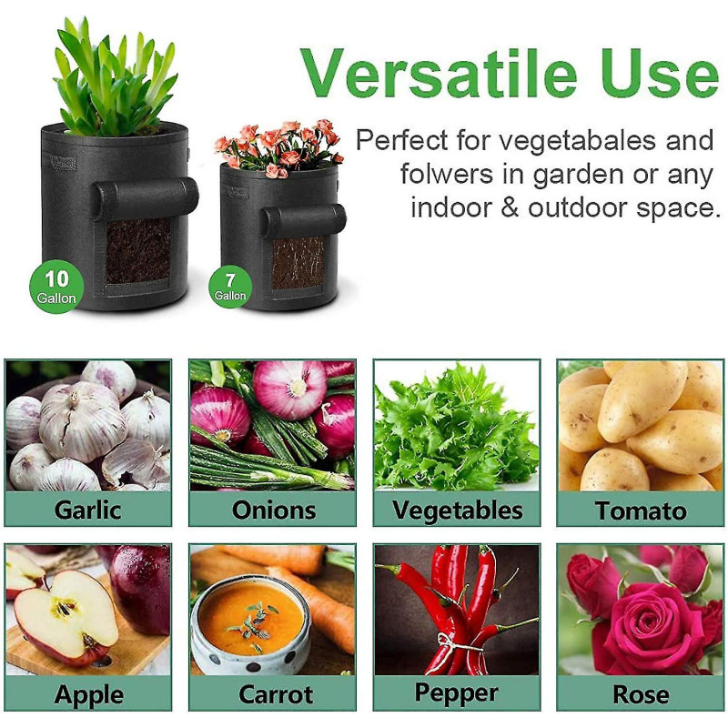 Sacs de culture géotextile, 4 sacs de culture de pommes de terre (2 10 gallons, 2 comptes) Stcyv