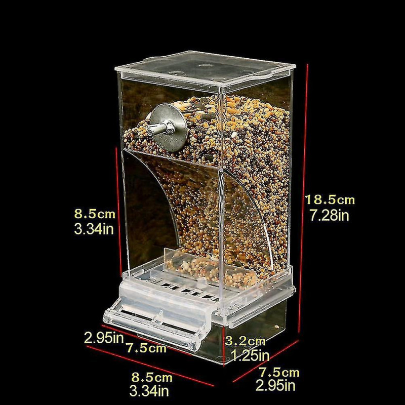 Splash Proof Automatic Bird Feeder Bird Cage Accessories Food Container For Parakeets Canaries Cockatiels Finches