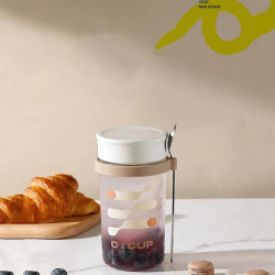 Portable Graduated Breakfast Glass Jar And Coffee Cup With Lid Spoon