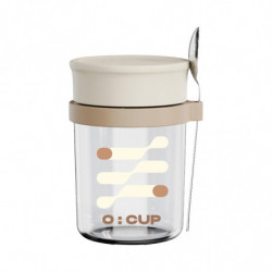 Portable Graduated Breakfast Glass Jar And Coffee Cup With Lid Spoon