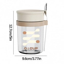 Portable Graduated Breakfast Glass Jar And Coffee Cup With Lid Spoon