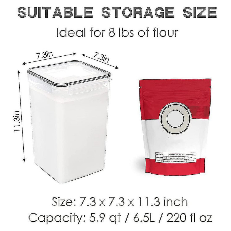 2pcs Food Containers With Lids Airtight 6.5l, For Flour, Sugar, Baking Supply And Dry Food 2pcs Food Containers With Lids Airtight 6.5l, For Flour, Sugar, Baking Supply And Dry Food