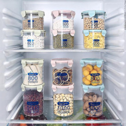 1Pc Airtight Leakproof Plastic Container Bottle With Locking Lids For Flour Cereal Snacks