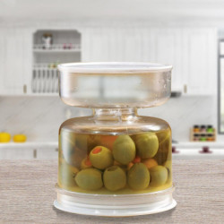 Pickle Olive Hourglass Jar Pickle Juice Wet and Dry Separator Food Container with Strainer Flip Airtight Lid