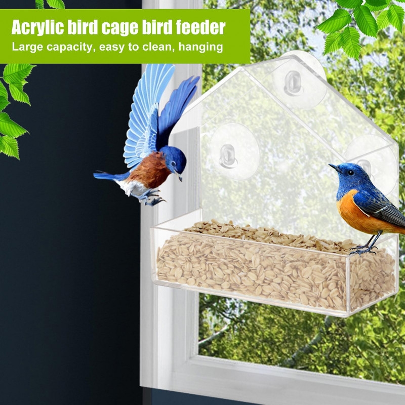 Bird Feeder Strong Suction Cup Design Acrylic Bird Food Feeder Easy to Clean Bird Food Container for Yard Garden [...]