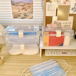Storage Box Dust-proof Visible Plastic Large Capacity Face Cover Container For Dorm
