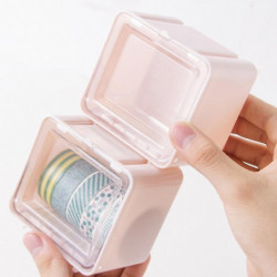 Tape Storage Boxes Durable Convenient Plastic Transparent Lid Visible Washi Tape Storage Box For Office Jikaix
