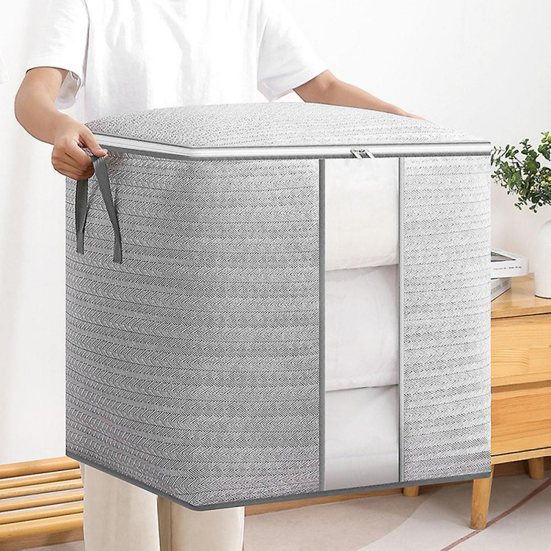 60L Vêtements Poubelle Fenêtre Transparente Grande Capacité Caisse De Rangement Pour Le Stockage De Trucs