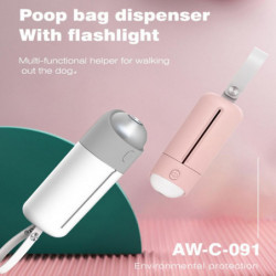 Poop Bag Dispenser Holder With Light Leash Attachment Bags Dispenser For Dogs