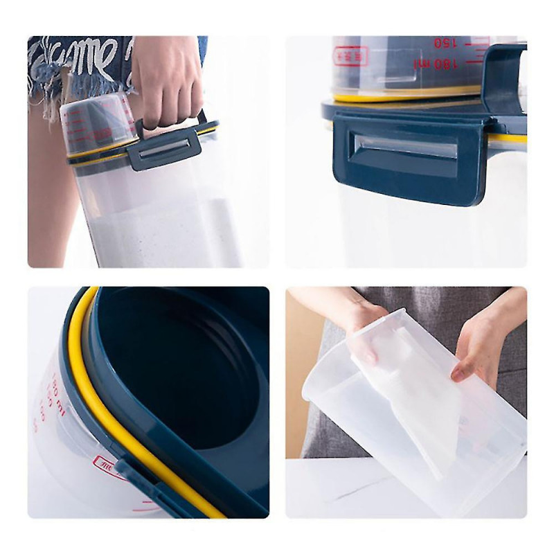 Boîte de stockage en poudre Boîte de stockage de riz de cuisine en plastique Conteneur de farine de riz Détergent [...]