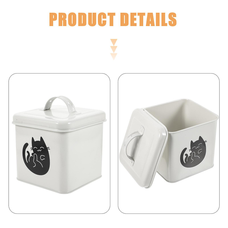 Large-capacity Pet Food Storage Box Multi-functional Iron Cat Snack Bucket Dog Snack Bin with Sppon