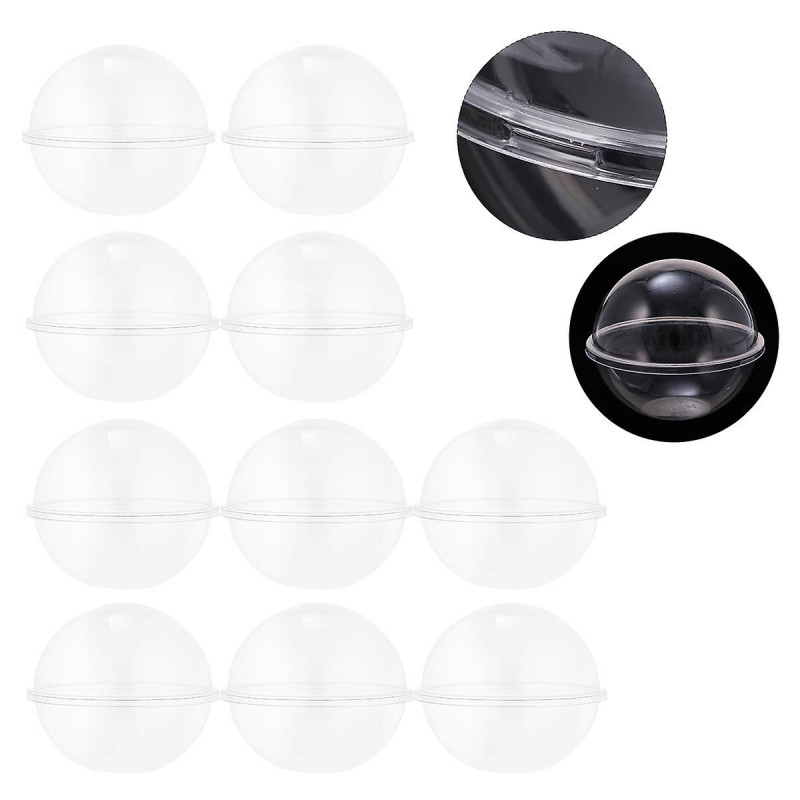 10pcs Transparent Plastic Cake Container Ball Shape Cake Container Portable Mousse Ball Round Cake Container [...]