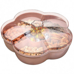 Storage Box, Flower Shape Tray With Lid,nut Food Storage Box,fruit Box Dry Fruit Container,pink