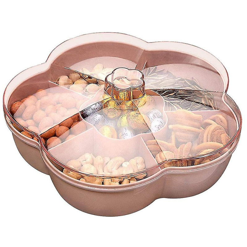 Storage Box, Flower Shape Tray With Lid,nut Food Storage Box,fruit Box Dry Fruit Container,pink