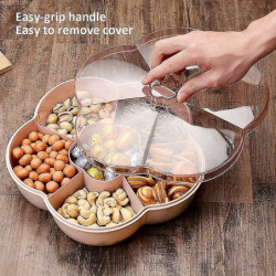 Storage Box, Flower Shape Tray With Lid,nut Food Storage Box,fruit Box Dry Fruit Container,pink