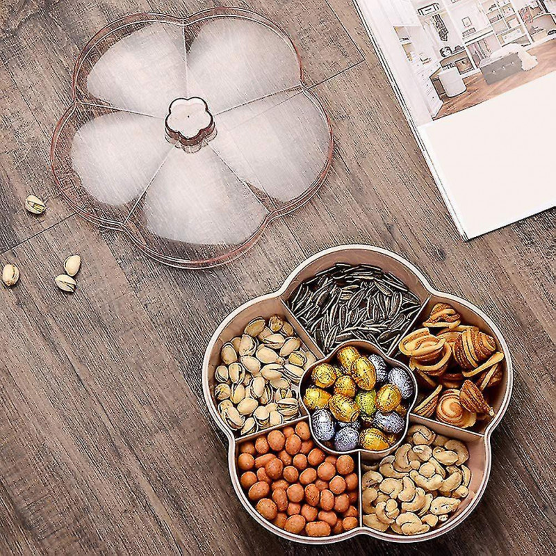 Storage Box, Flower Shape Tray With Lid,nut Food Storage Box,fruit Box Dry Fruit Container,pink
