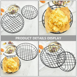 2Pcs Simple Iron Storage Basket Fruit Dessert Snacks Basket Kitchen Food Container