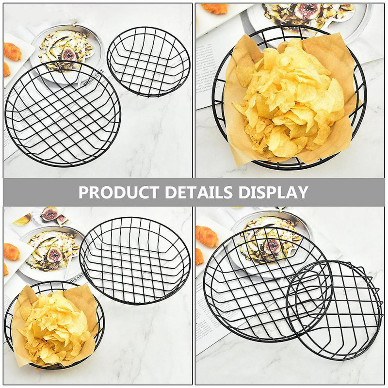 2Pcs Simple Iron Storage Basket Fruit Dessert Snacks Basket Kitchen Food Container