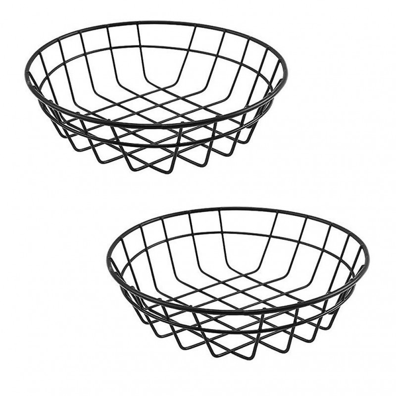 2Pcs Simple Iron Storage Basket Fruit Dessert Snacks Basket Kitchen Food Container