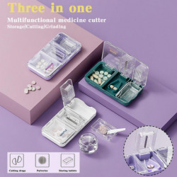 3 in 1 Tablet Cutter with Transparent Lid Moisture-proof Medicine Crusher Cutter for Small/Large tablet