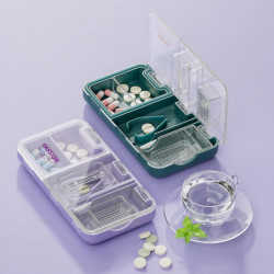 3 in 1 Tablet Cutter with Transparent Lid Moisture-proof Medicine Crusher Cutter for Small/Large tablet