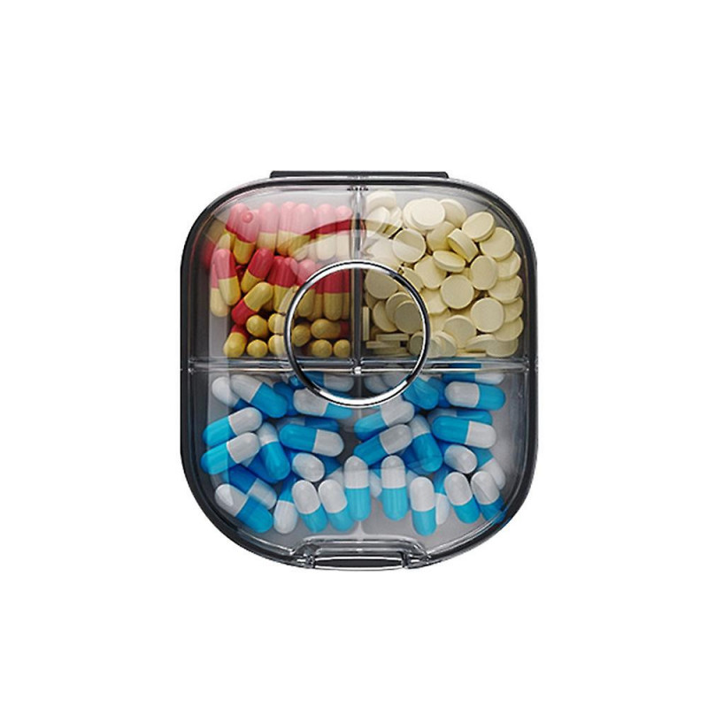4-Grid Medicine Box with Buckle Moistureproof Transparent Tablets Store Case for Journey