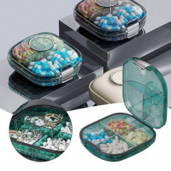 4-Grid Medicine Box with Buckle Moistureproof Transparent Tablets Store Case for Journey