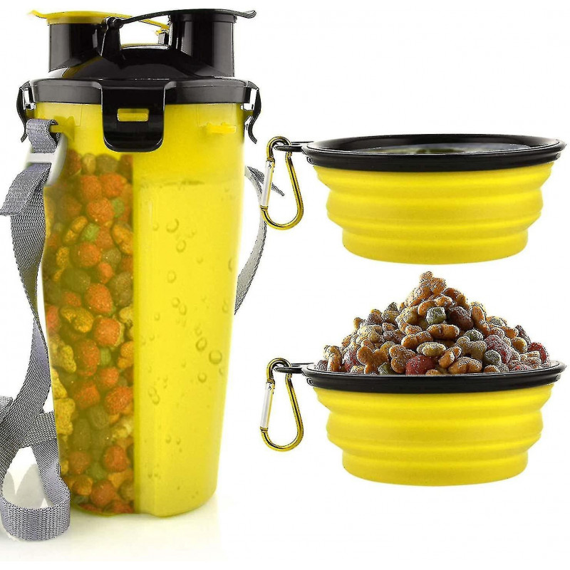 Zysd Niubi -portable Pet Water Bottle And Food Container For Travel 2-in-1