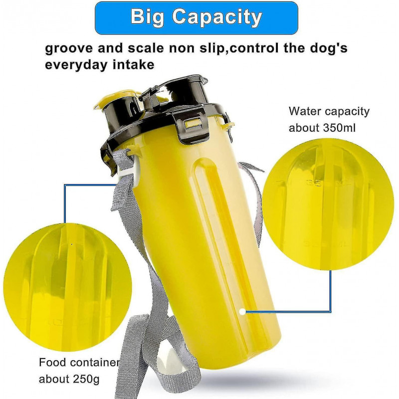 Zysd Niubi -portable Pet Water Bottle And Food Container For Travel 2-in-1