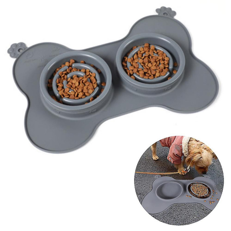 Bols pour chiens à mangeoire lente, bols de nourriture et d’eau 3-en-1 sans déversement