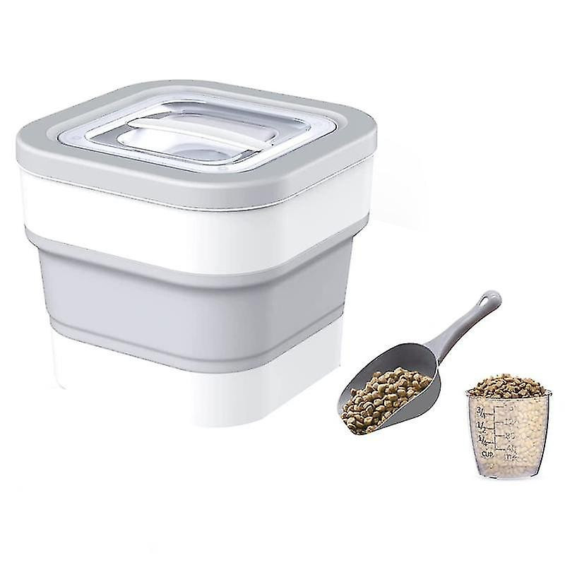 Récipient d’aliments pliable pour chiens, bac de 15 lb avec cuillère et mesure
