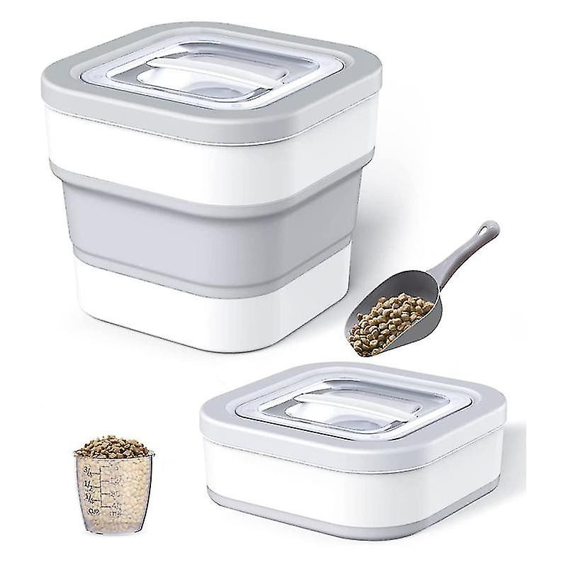 Récipient d’aliments pliable pour chiens, bac de 15 lb avec cuillère et mesure