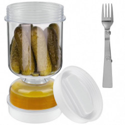 Cornichons Pot Avec Fourchettes Distributeur Sec Et Humide Cornichon Et Olives Sablier Jar Concombre Conteneur Pour