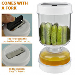 Cornichons Pot Avec Fourchettes Distributeur Sec Et Humide Cornichon Et Olives Sablier Jar Concombre Conteneur Pour