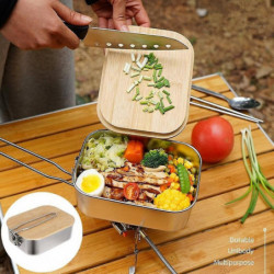 Stainless Steel Portable Bento Box Airtight Food Containers For Outdoor Camping Picnic (silver1pc)