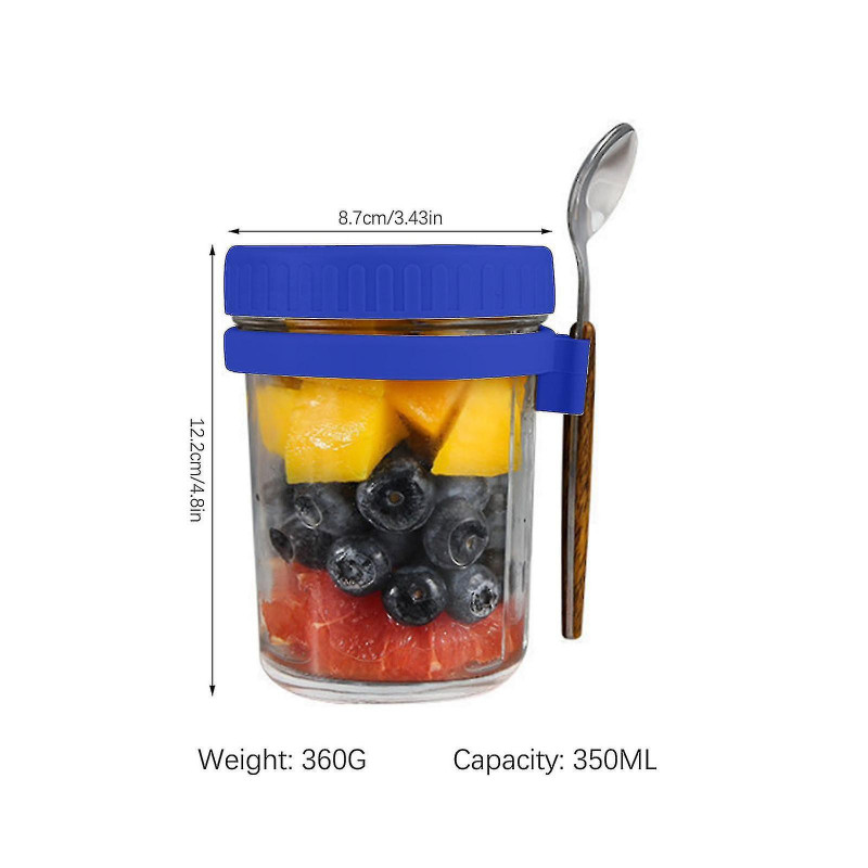 350 / 600ml Grande capacité Pots d’avoine de nuit avec couvercle et cuillère de haute qualité