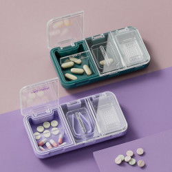 3 in 1 Tablet Cutter with Transparent Lid Moisture-proof Medicine Crusher Cutter for Small/Large tablet