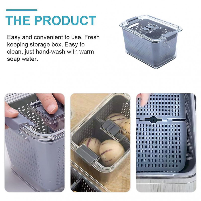 Refrigerator Crisper Drain Storage Bin Food Containers Vegetable Fridge Kitchen Organizadores De Refrigerador Organizer