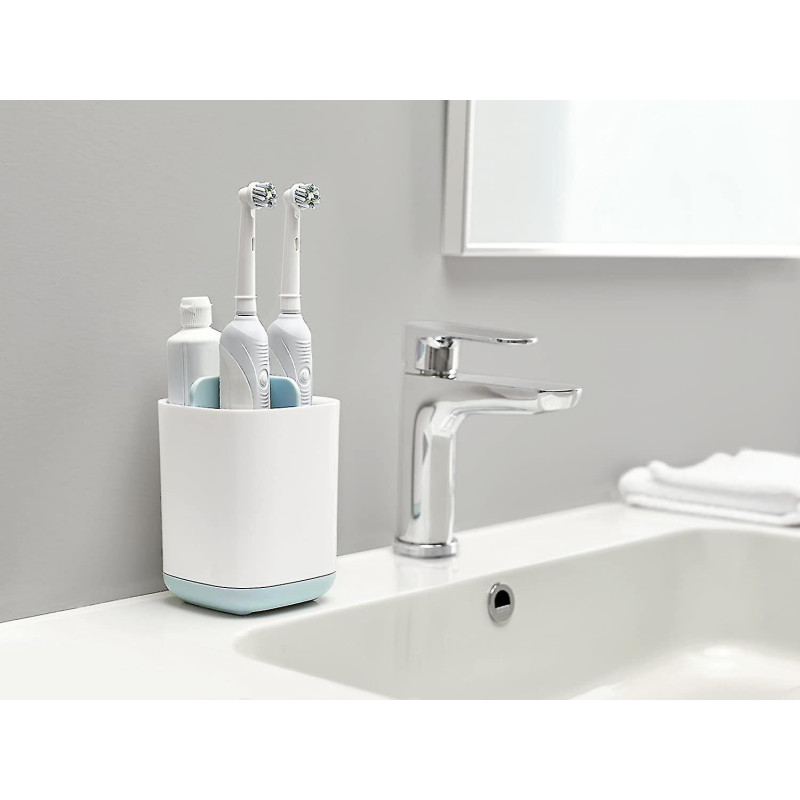 Bathroom Easy-store Toothbrush Caddy, White/blue, Small