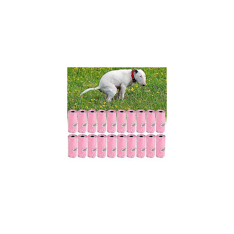 Heart Design Pink Pet Waste Poop Pick Up Bag - 20 Rolls, Garbage Clean Up