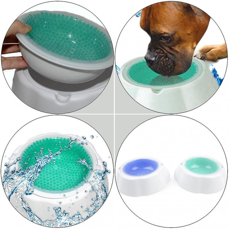 Cooling Puppy Drinking Frosty Pet Tool Food Bowls Dog Plastic Go Containers Spill Shield Water