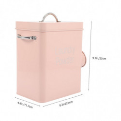 Washing Powder Bucket Container for Dog Food Detergent Laundry Tin Case Filling Pink Wrought Iron