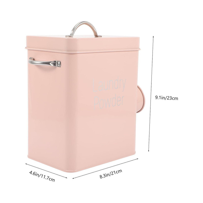 Washing Powder Bucket Container for Dog Food Detergent Laundry Tin Case Filling Pink Wrought Iron