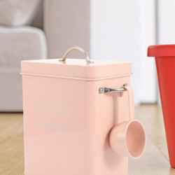 Washing Powder Bucket Container for Dog Food Detergent Laundry Tin Case Filling Pink Wrought Iron