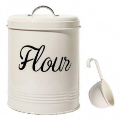 Pot de stockage de farine alimentaire en métal blanc 5l Récipient 5l avec couvercle hermétique, XXF durable