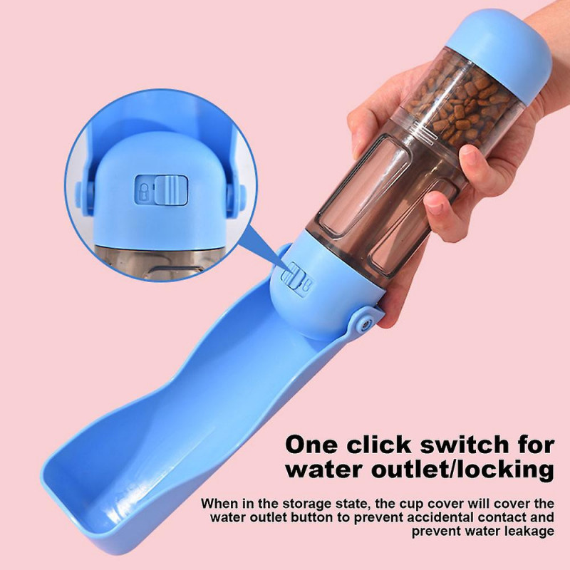 Multifonctionnel Extérieur Pet Water Bottle Portable Dual Use Pet Food Water Container Pet Dog Cat Supplies