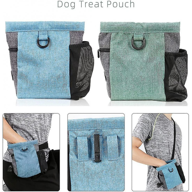Dog Treat Pouch, Portable Dog Treat Bag For Training Dog, Dog Treat Pouch With Magnet, With Adjustable Waist Belt